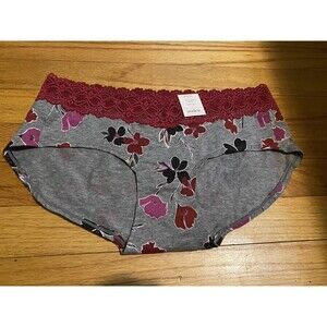 Women's Cotton Hipster Underwear with Lace Waistband - Auden Floral M